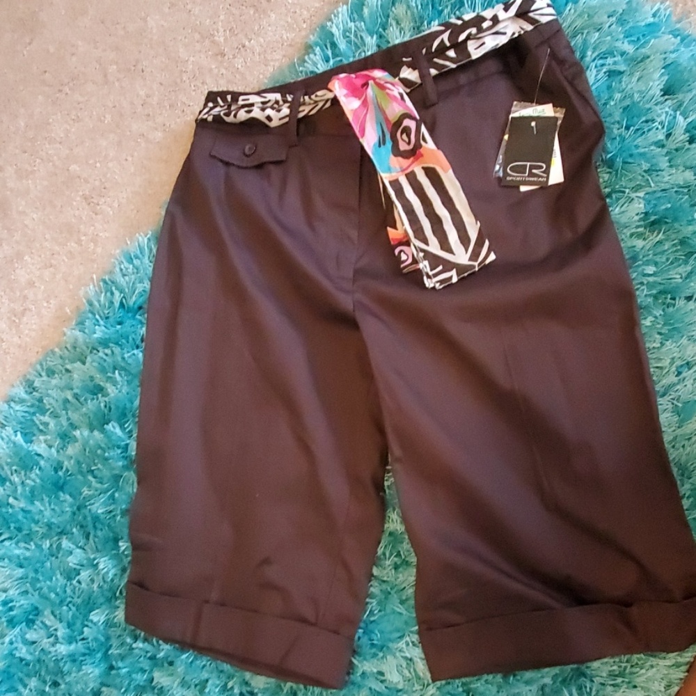 nwt ladies cr sportswear caprice pants w/ belt 12